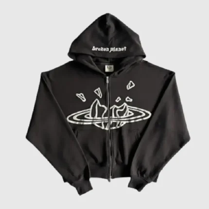 Broken Planet Double Zip Up Hoodie Black