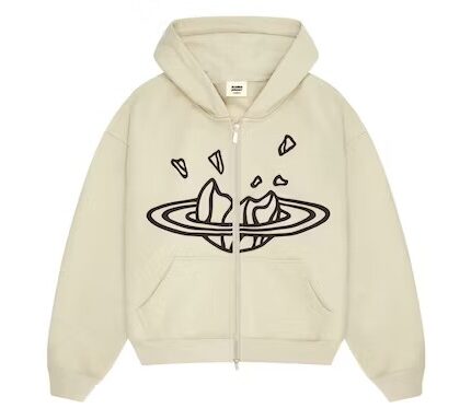 Broken Planet Zip Up Bone White Hoodie